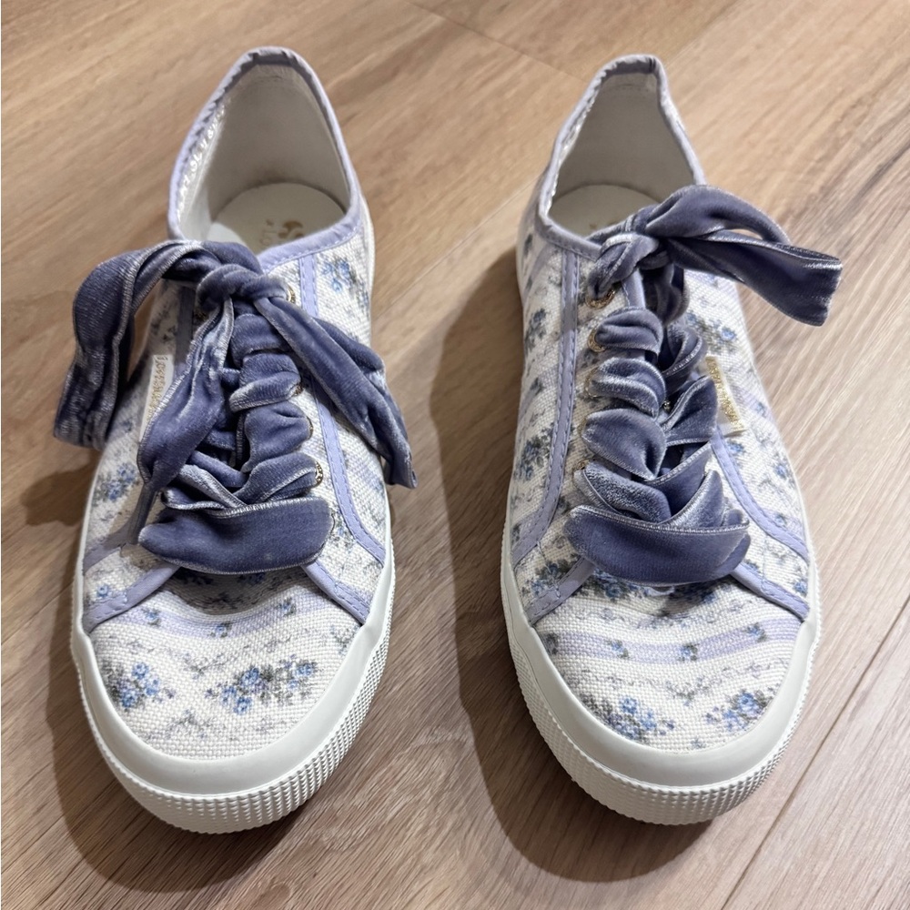 Loveshackfancy X Superga Floral Canvas Sneakers with Purple Accents